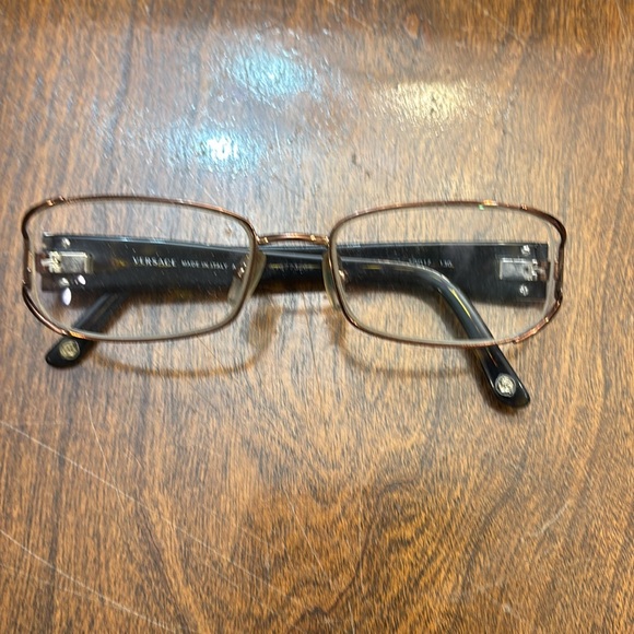 Versace Gold and Black Rectangular Sunglasses - Picture 2 of 7